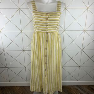 Rachel Zoe 100% Linen Button Front Maxi Dress Size 10